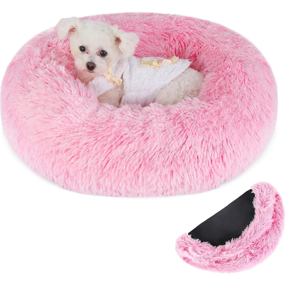 Panier Chat Rond Dehoussable Et Lavable 60 Cm Rose Clair