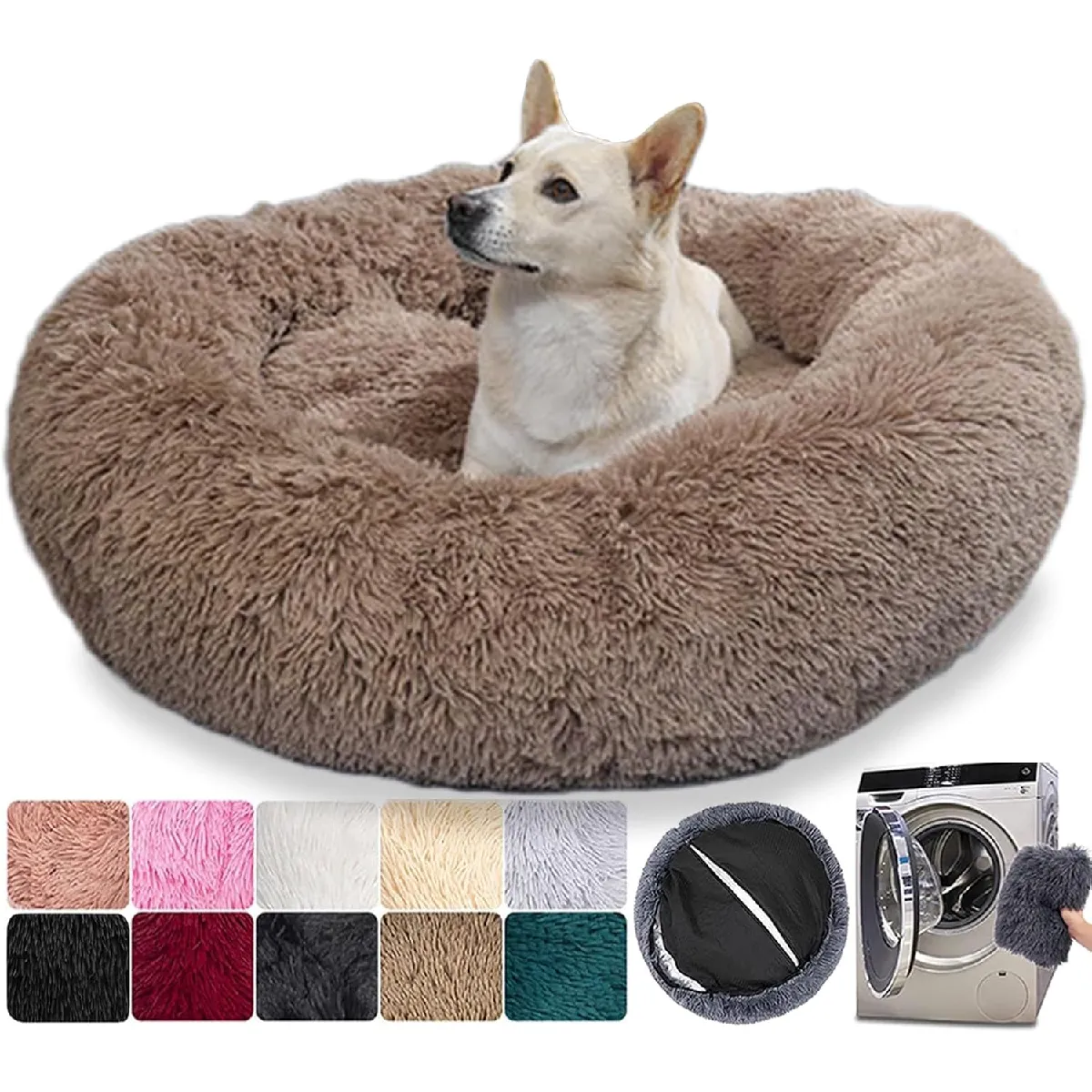 Panier Rond Chien Dehoussable 50 Cm Marron