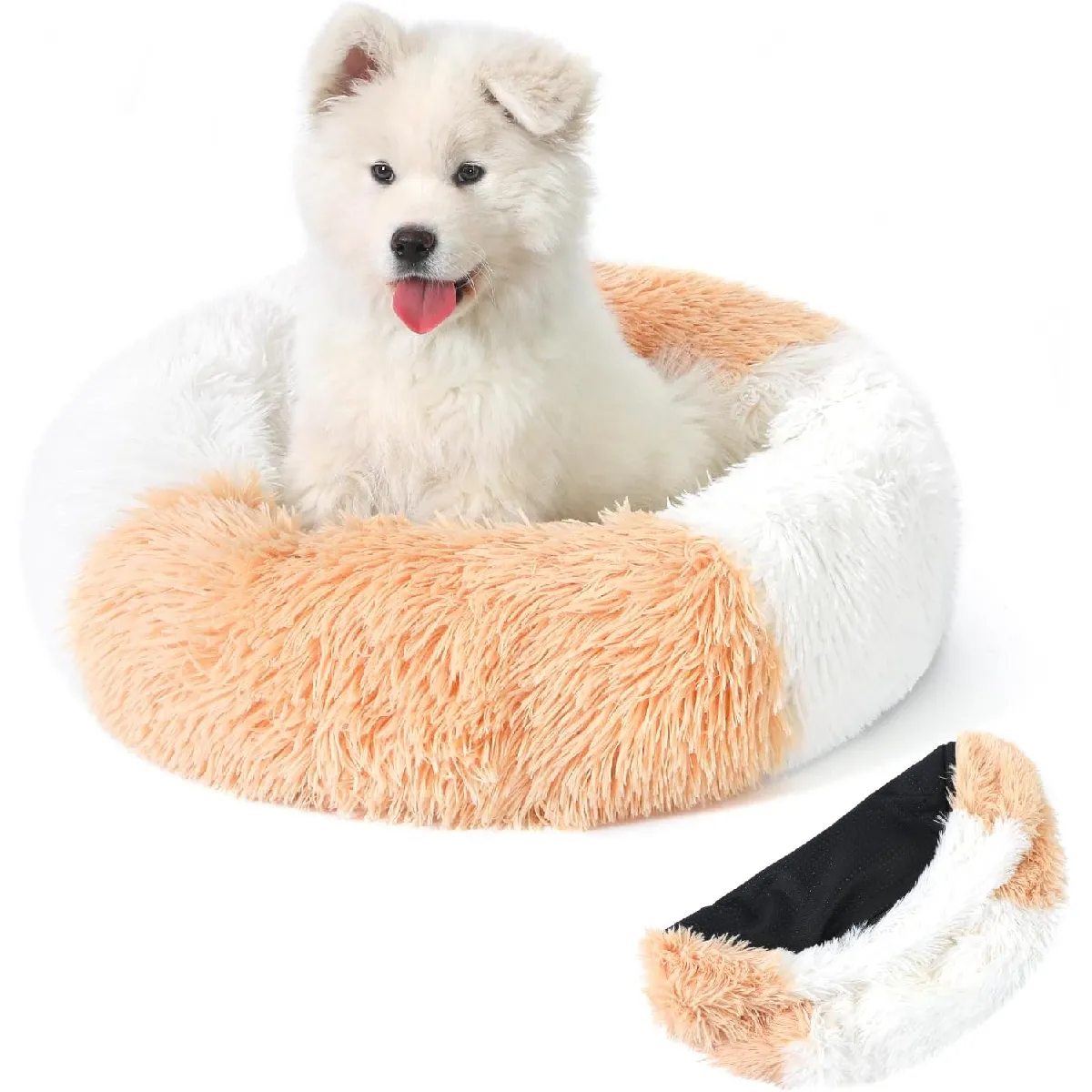 Panier Chat Rond Dehoussable Et Lavable 40 Cm Orange