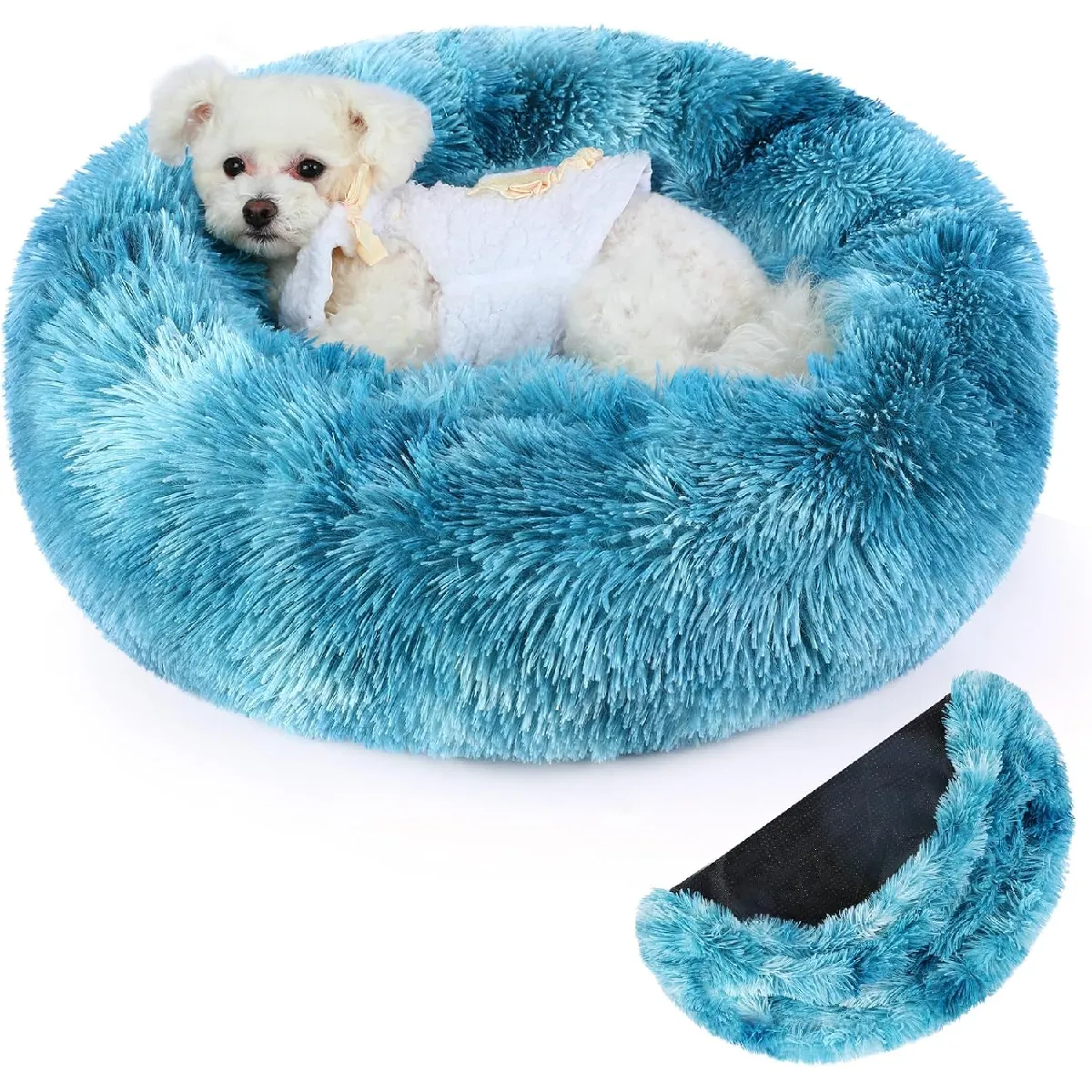 Panier Chat Rond Dehoussable Et Lavable 40 Cm Bleu
