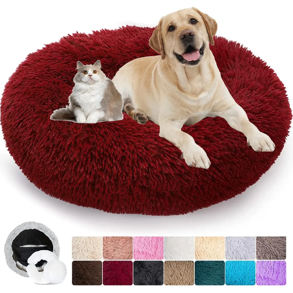 Panier Rond Chien Dehoussable 110 Cm Rouge