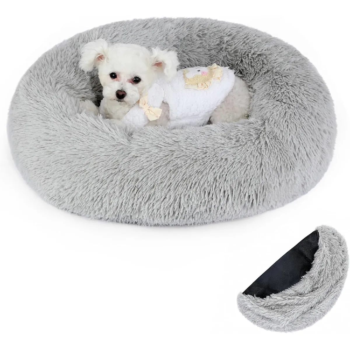 Panier Chat Rond Dehoussable Et Lavable 60 Cm Gris
