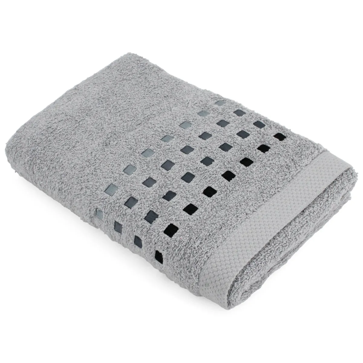 Linnea Pure Squares Gris Coton 70 X 140 Cm 1 Pièce(s)