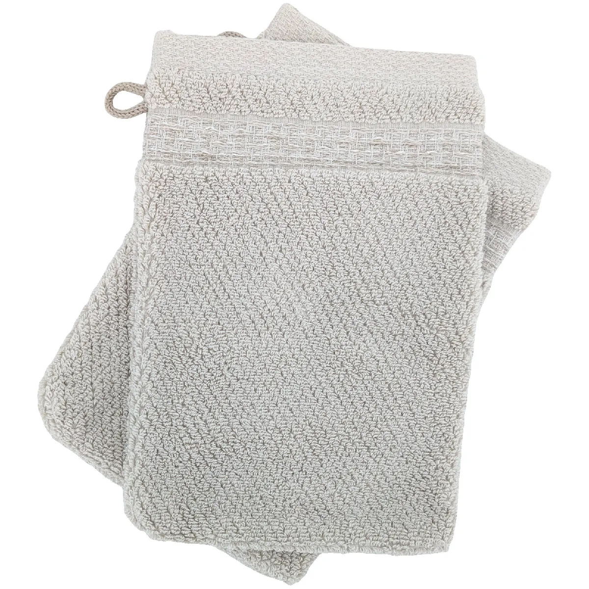 Lot De 2 Gants De Toilette 16x21 Cm Pur Coton Collection Mellow Beige