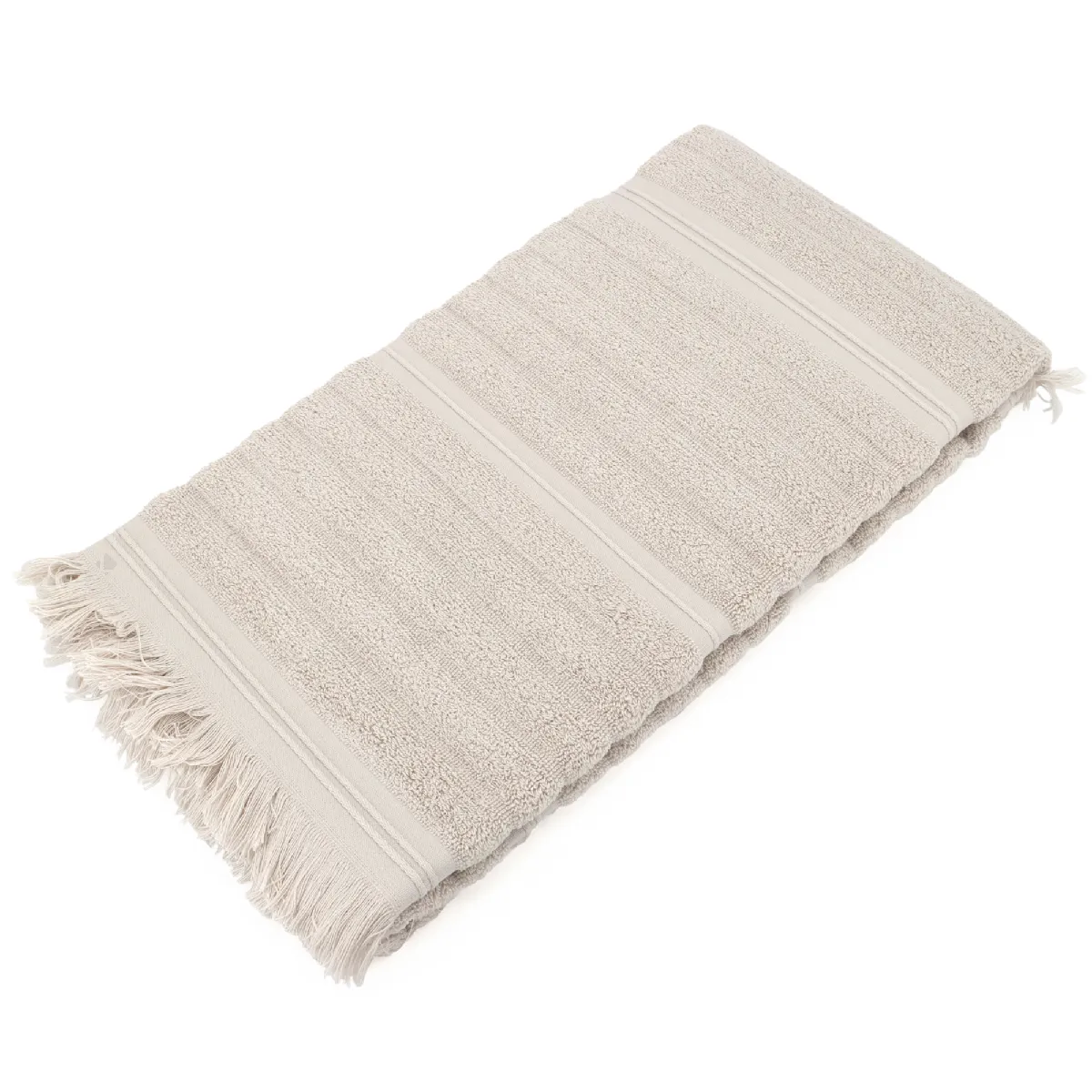 Drap De Douche 70x140 Cm Natural Stripes Blanc Crème
