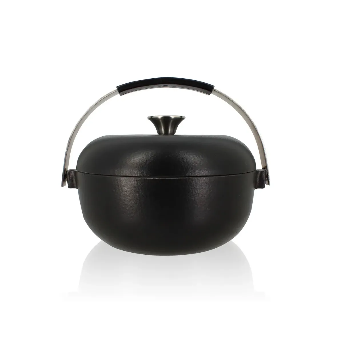 Cocotte Ronde En Fonte Avec Émail 24cm Noir Ogo 7930205