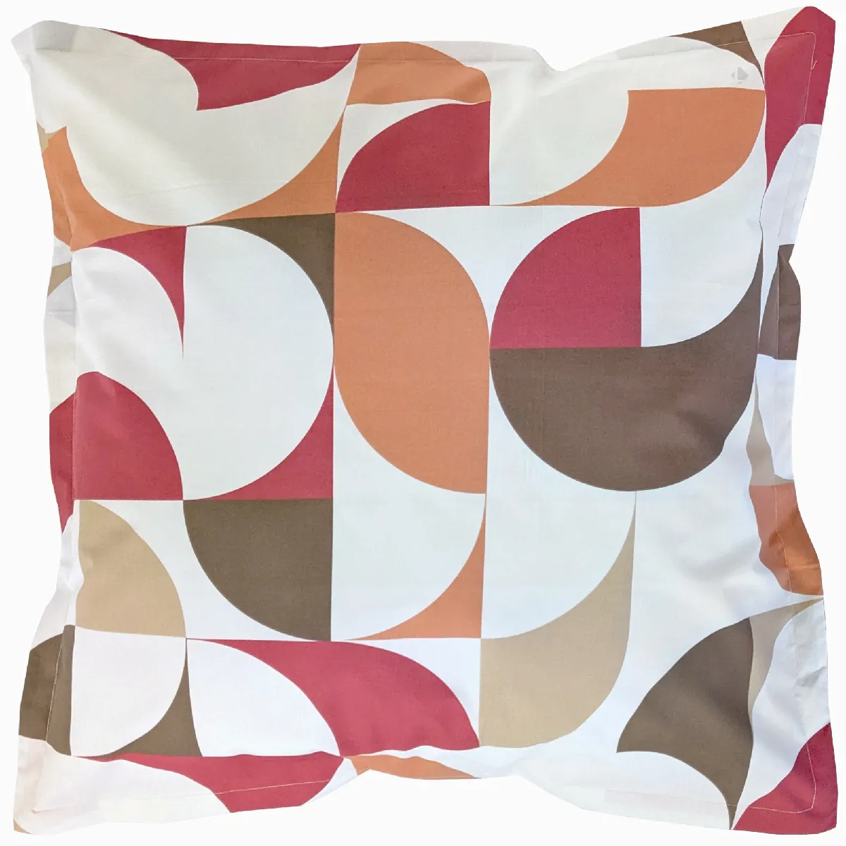 Taie D'oreiller 65x65 Cm En 100% Percale De Coton Modulo Blanc Acajou