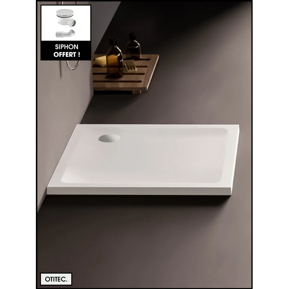 Receveur de Douche Carré - 90 x 90 x 4,5 cm - Blanc - avec Siphon OFFERT - MOON
