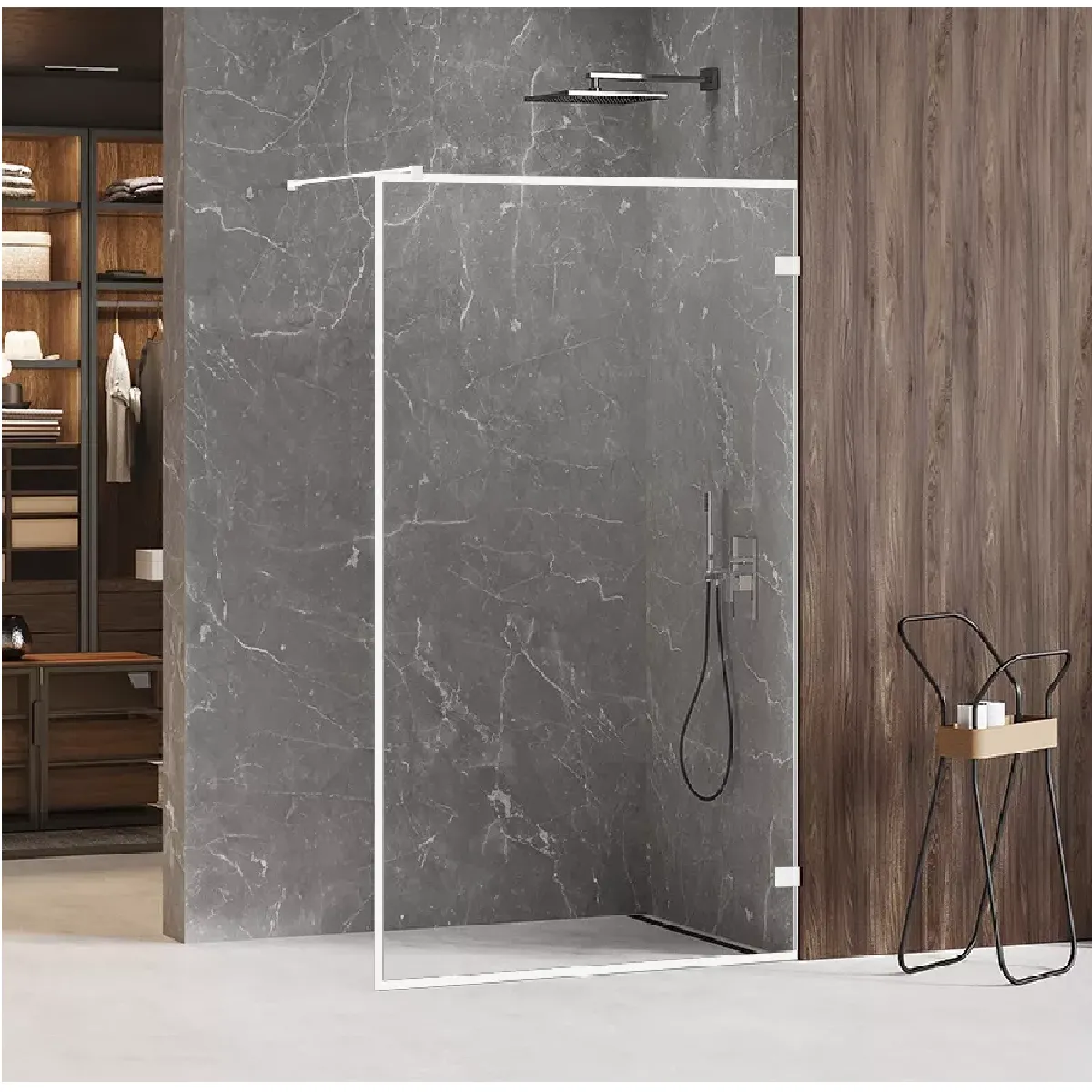 Paroi de douche à l'italienne blanche avec cadre 60 cm SANTORINI WHITE