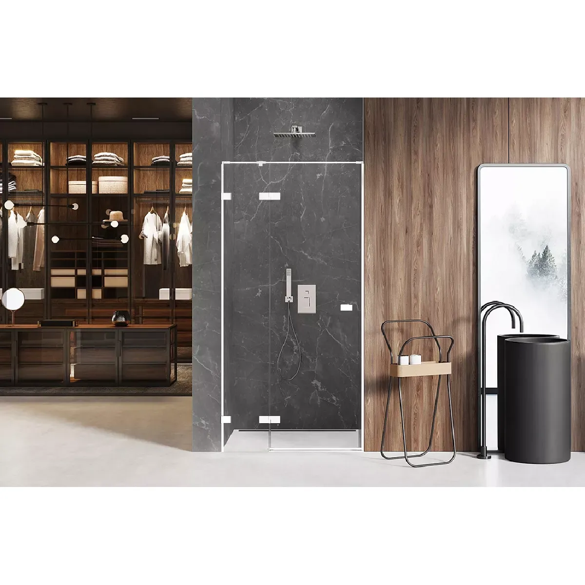 Porte de douche 80 cm blanc pivotante gauche SANTORINI WHITE