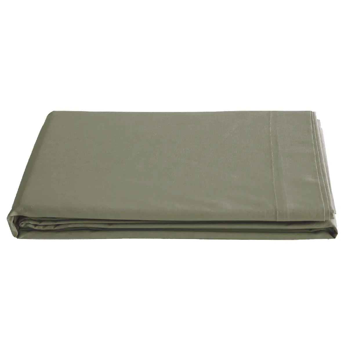 Drap Plat 180x290 Cm Percale De Coton Manoir Vert Mousse