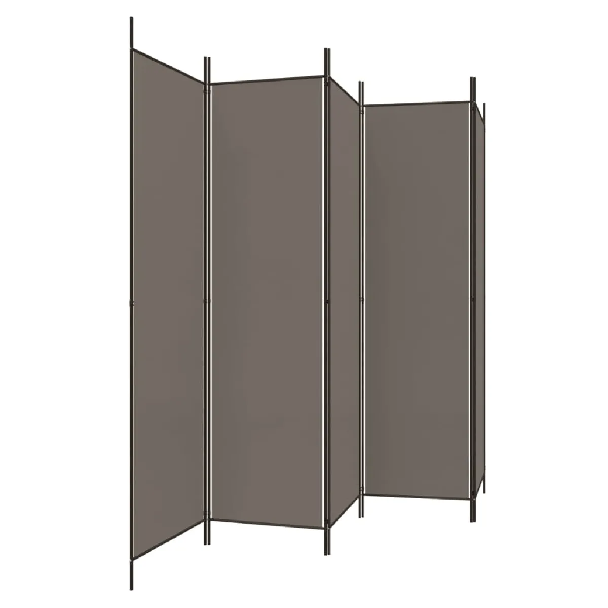 Paravent Séparateur De Pièce Cloison 5 Panneaux 250 X 200 Cm En Tissu Anthracite Dec030930