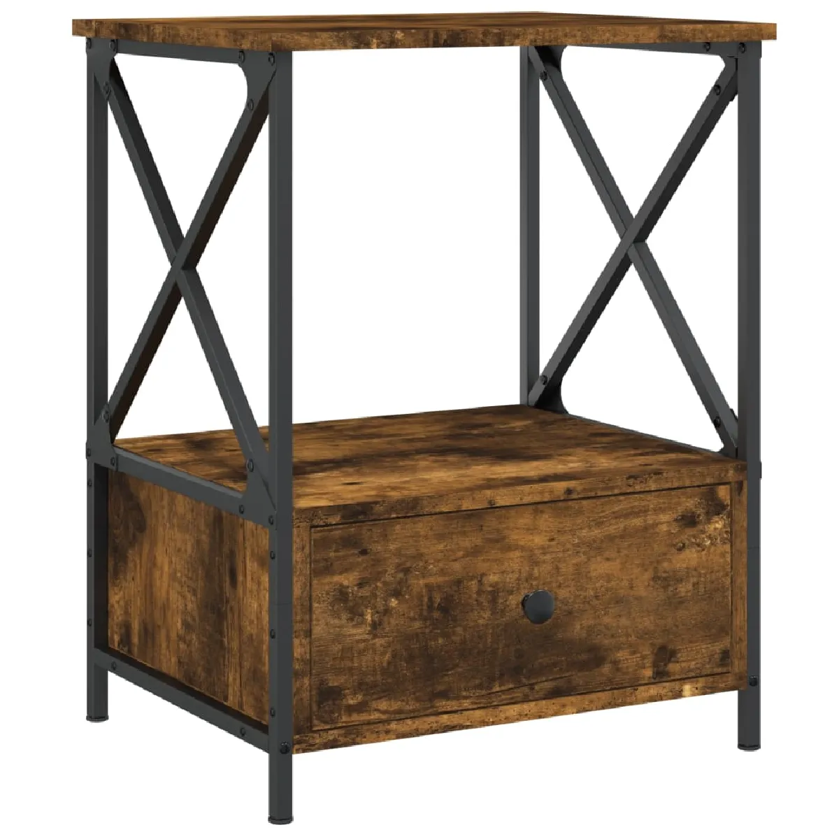 Table De Chevet Avec Tiroir Et Étagère 50 X 41 X 65 Cm Bois Dec033666