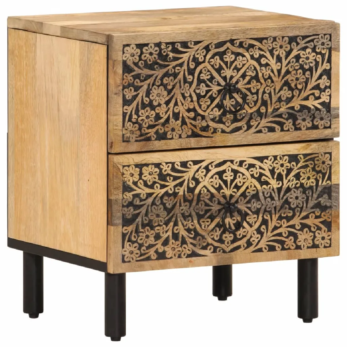 Table De Chevet Avec Deux Tiroirs 40 X 33 X 46 Cm Bois De Dec032975