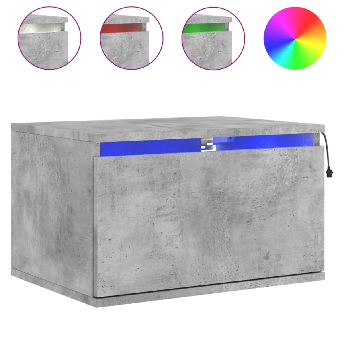 Table De Chevet Murale Avec Lumières Led Avec Tiroir 50 X 36 X 30 Dec034197