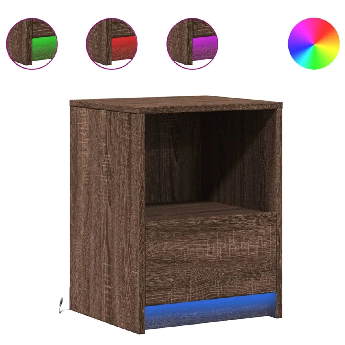 Table De Chevet Avec Tiroir Et Led 38 X 34 X 50 Cm En Dec032797
