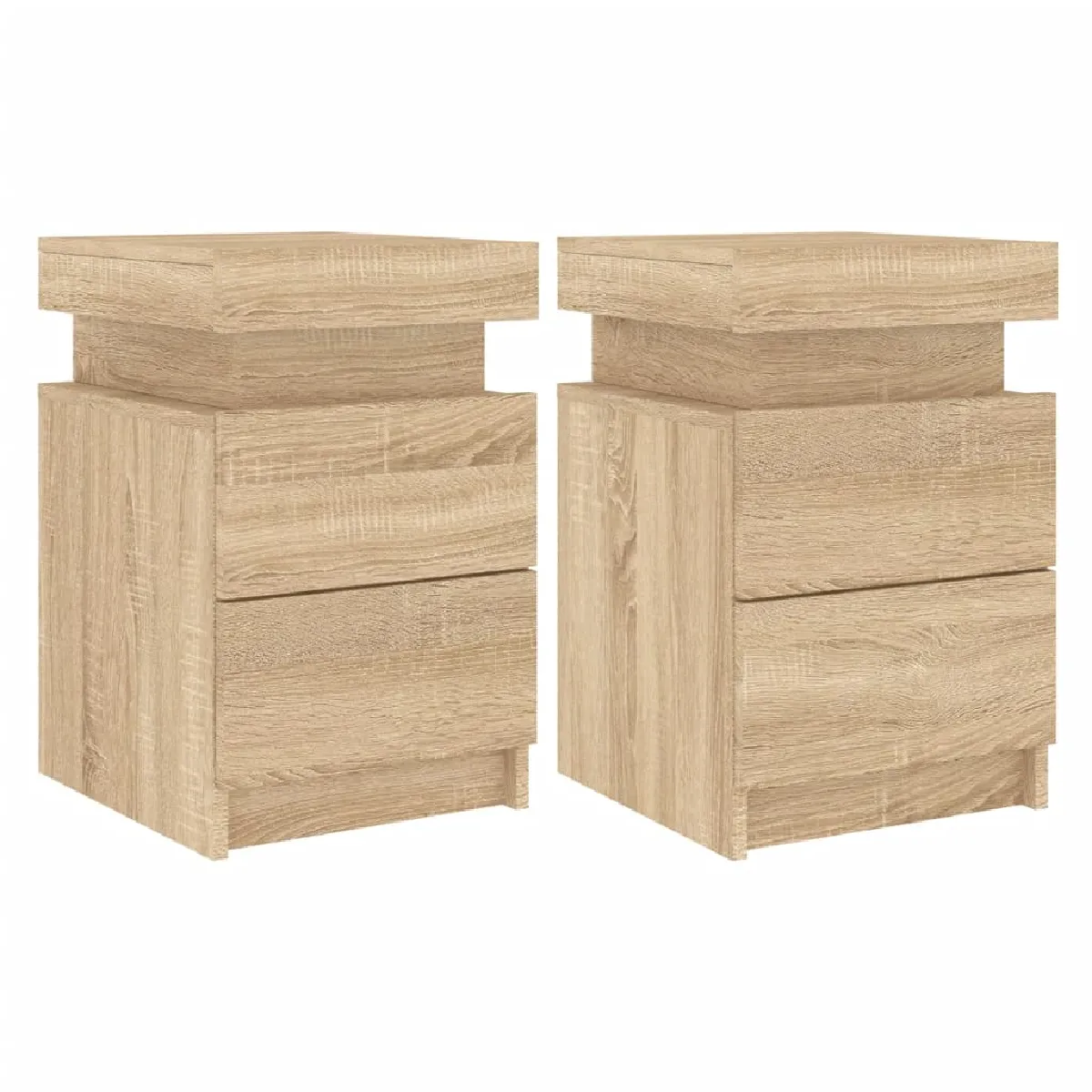 Lot De 2 Tables De Chevet Lumières Led Avec Deux Tiroirs 35 X 39 Dec035968
