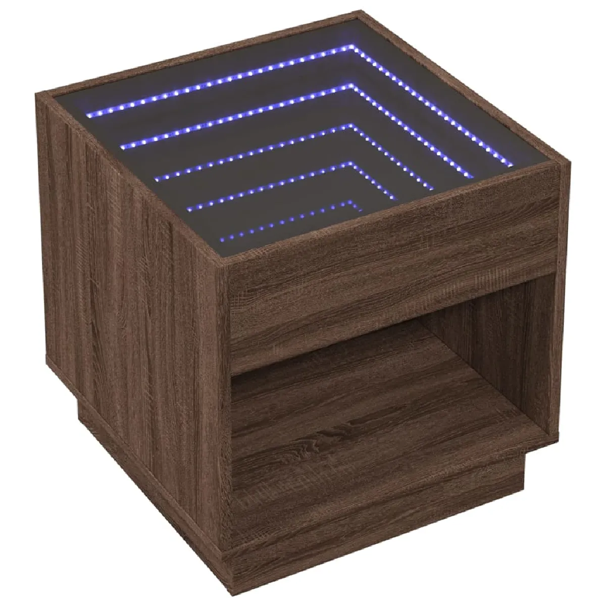 Table De Chevet Avec Lumière Led Et Compartiment Ouvert 50 X 50 X 50 Dec033142