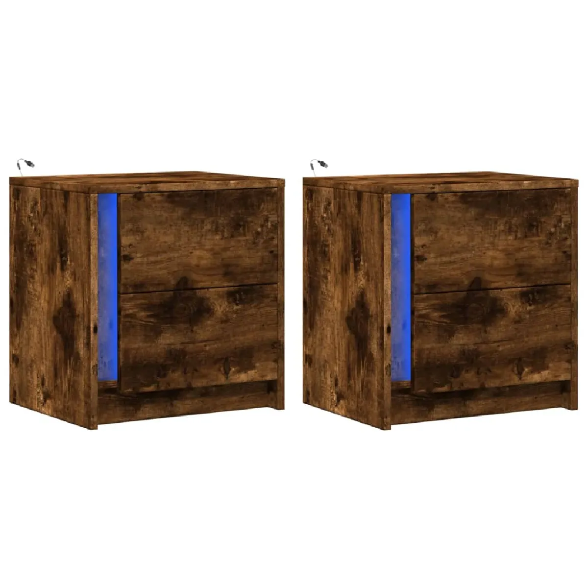 Lot De 2 Tables De Chevets Avec Tiroirs Et Led 43 X 34 X Dec032841