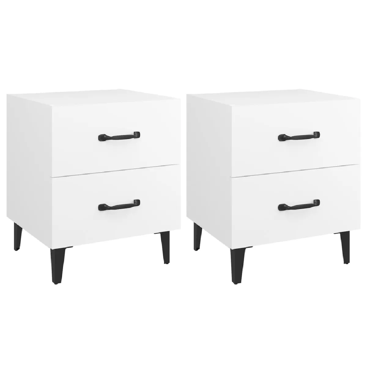 Lot De 2 Tables De Chevet Avec Tiroirs 40 X 35 X 47,5 Cm Dec034911