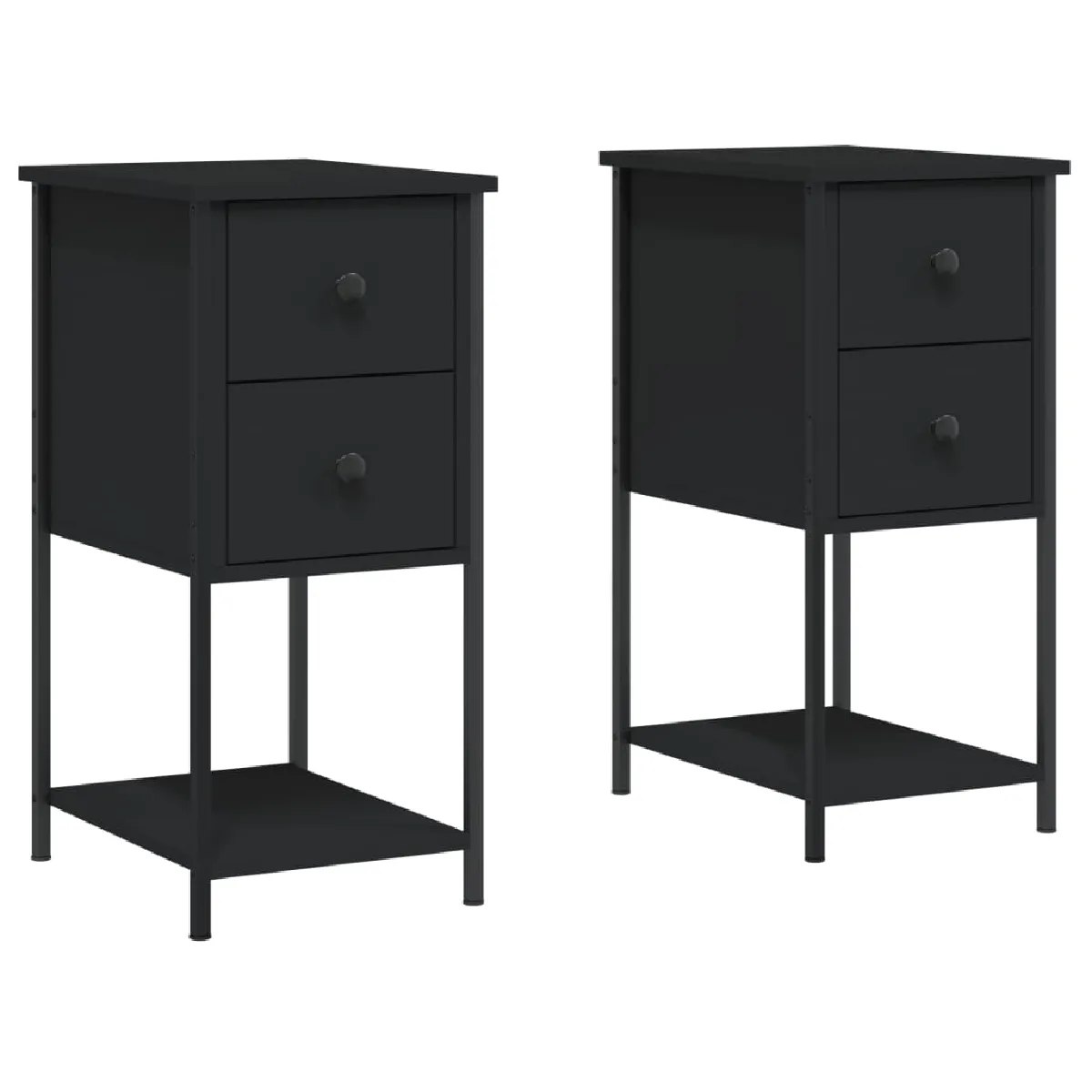 Lot De 2 Tables De Chevet Avec Deux Tiroirs Et Étagère 32 X 42 Dec035459
