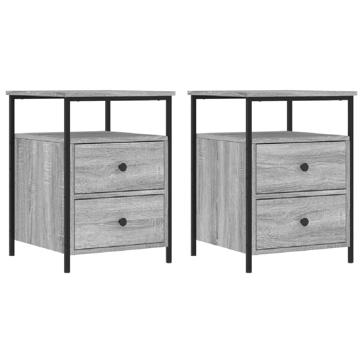 Lot De 2 Tables De Chevet Avec Deux Tiroirs Et Étagère 44 X 45 Dec035743