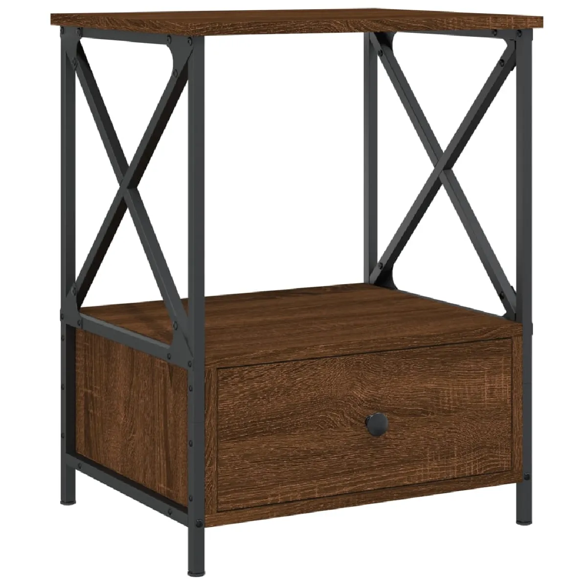 Table De Chevet Avec Tiroir Et Étagère 50 X 41 X 65 Cm Bois Dec033786