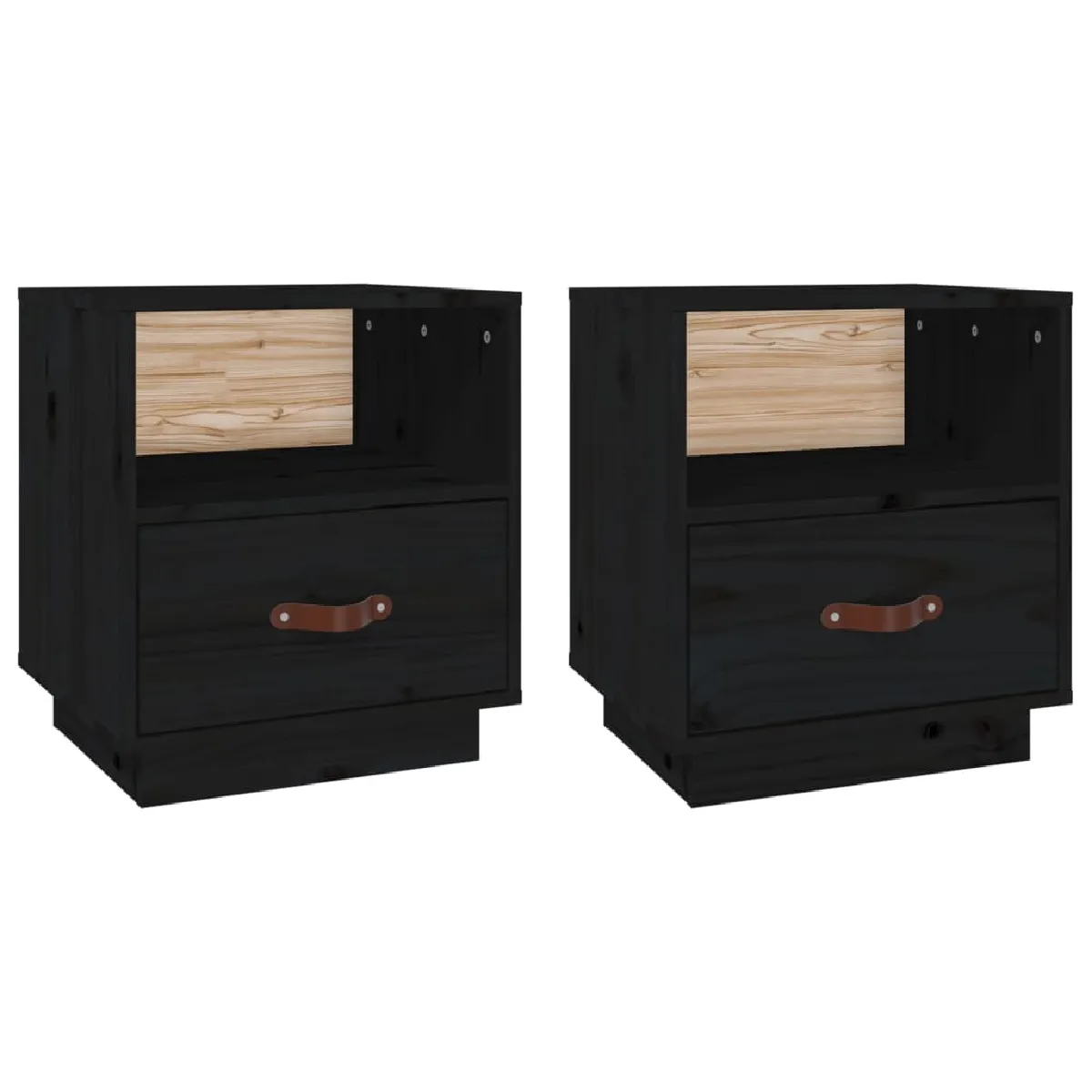 Lot De 2 Tables De Chevet Avec Tiroir Et Compartiment Ouvert 40 X 34 Dec035525