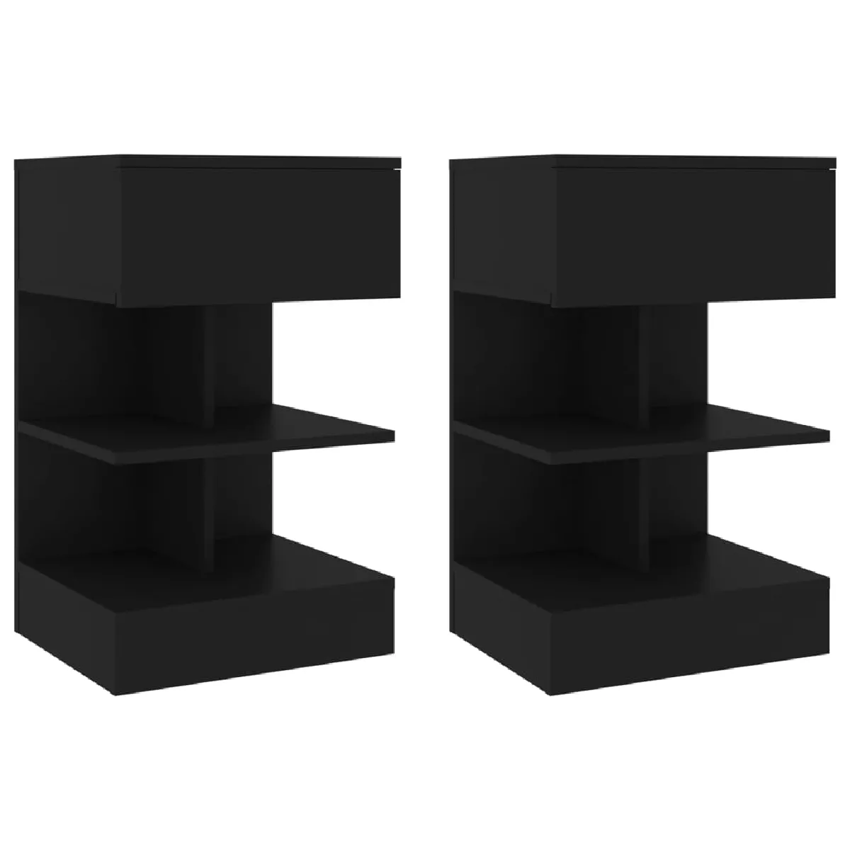 Lot De 2 Tables De Chevet Avec Tiroir Et Étagères 40 X 35 X Dec035562