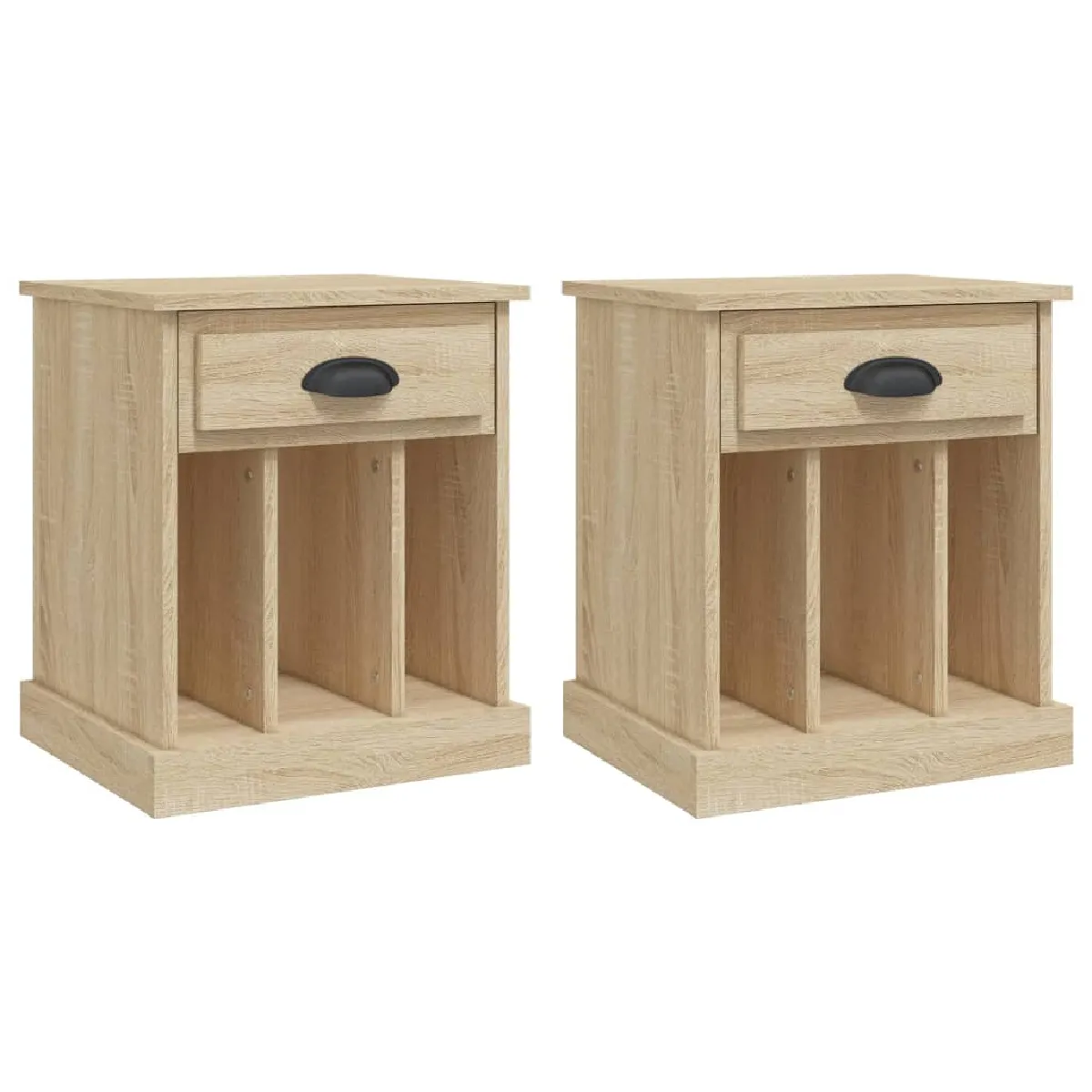 Lot De 2 Tables De Chevet Avec Tiroir Et 3 Compartiments 43 X 36 Dec035288