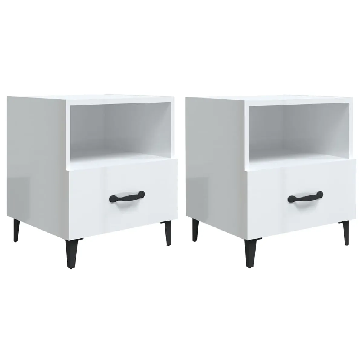 Lot De 2 Tables De Chevet Avec Tiroir Et Compartiment Ouvert 40 X 35 Dec035040
