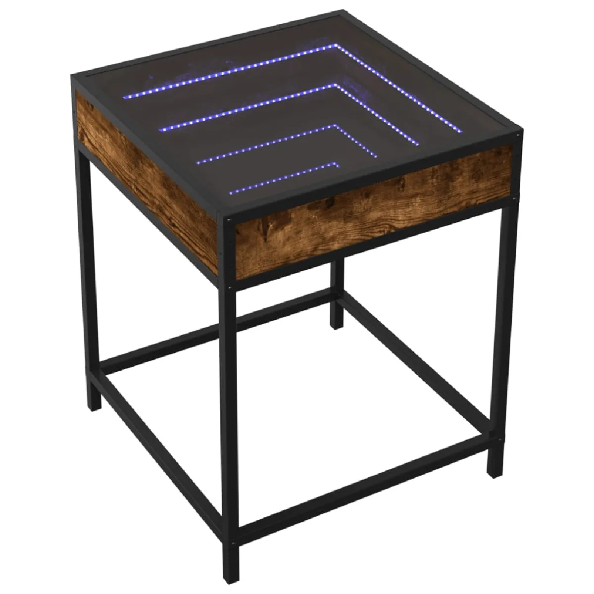 Table De Chevet Avec Miroir À Led 40 X 40 X 51 Cm Bois Dec033134