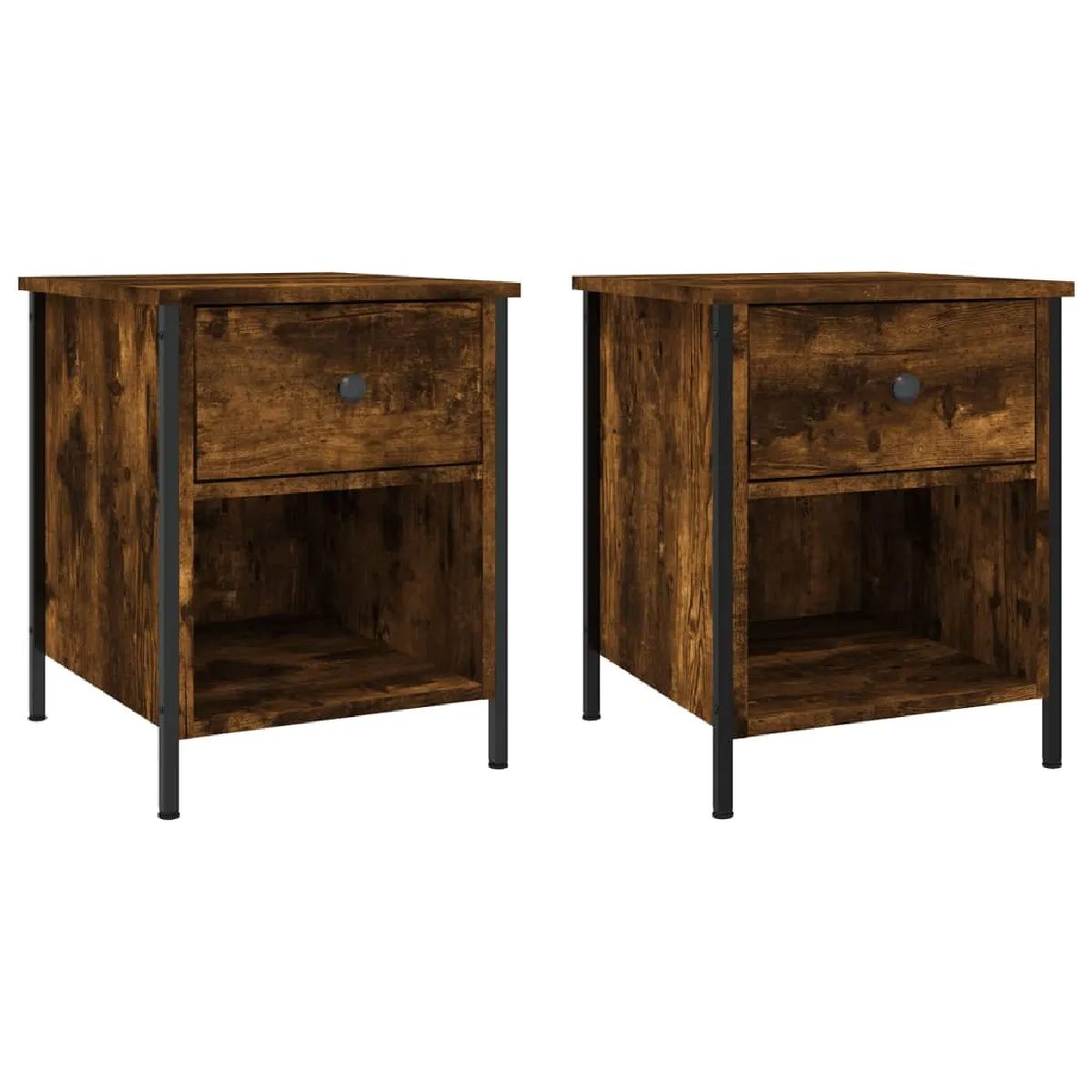 Lot De 2 Tables De Chevet Avec Tiroir Et Compartiment Ouvert 40 X 42 Dec035130