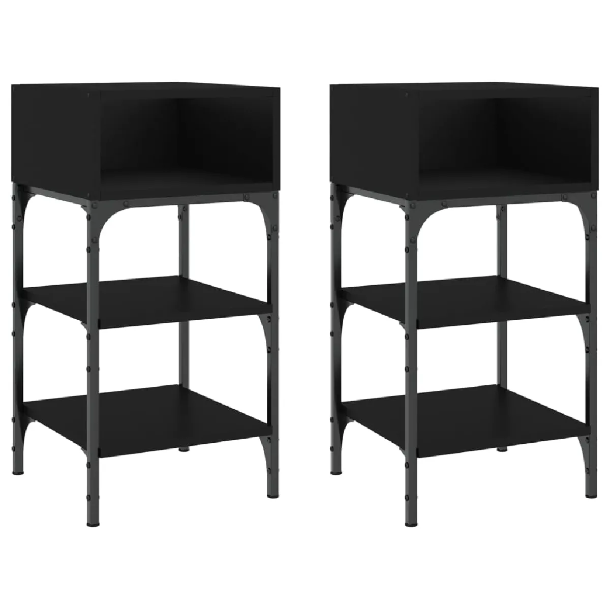 Lot De 2 Tables De Chevet Avec Étagères Et Compartiment Ouvert 35 X 34,5 Dec035472