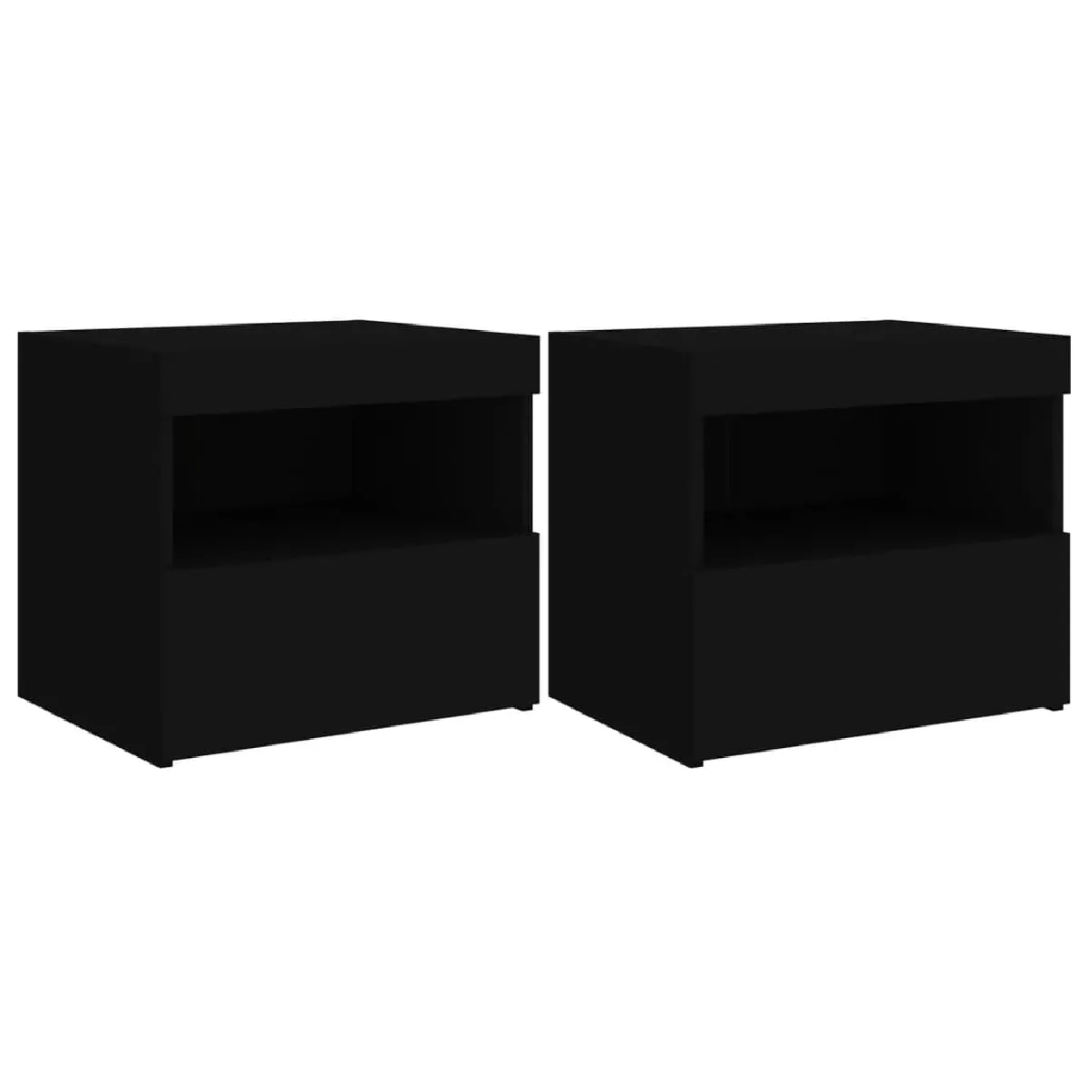 Lot De 2 Tables De Chevet Avec Lumières Led Tiroir Et Compartiment 50 X Dec035940