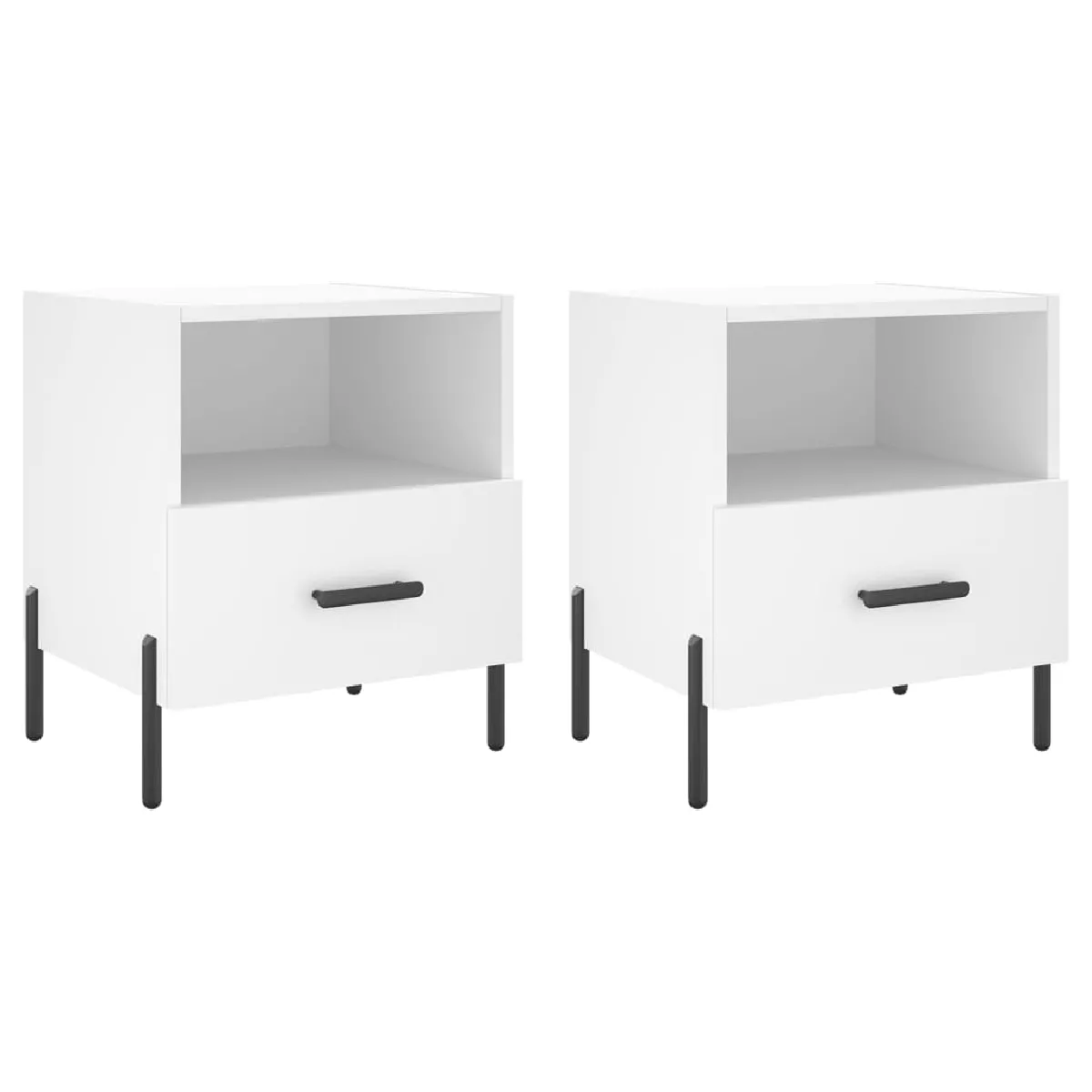 Lot De 2 Tables De Chevet Avec Tiroir Et Compartiment Ouvert 40 X 35 Dec034914