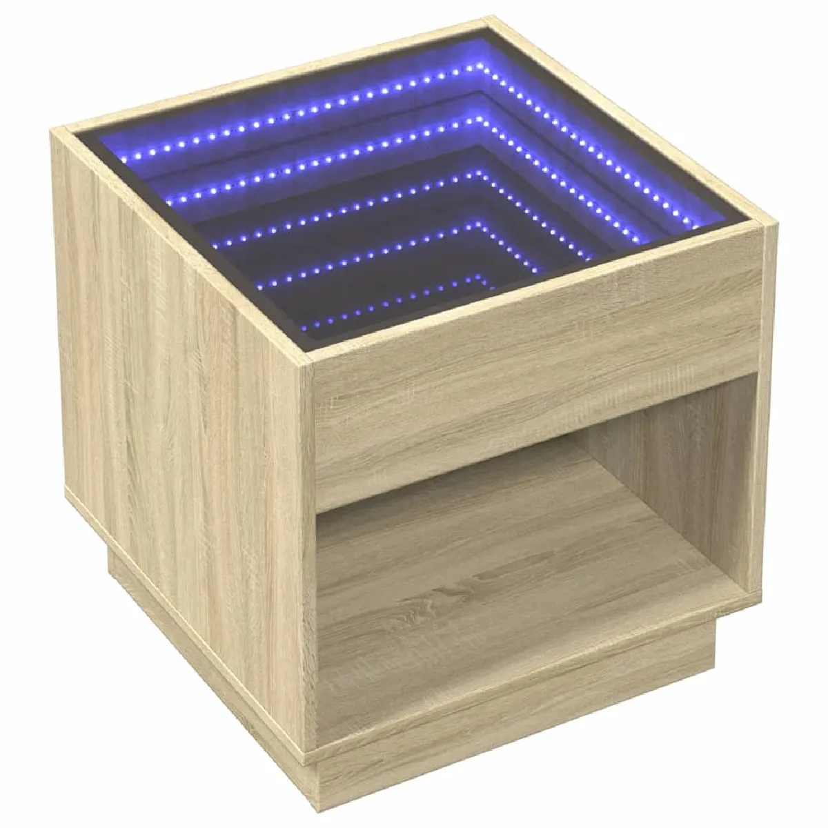 Table De Chevet Avec Miroir À Led Et Compartiment Ouvert 50 X 50 X Dec033149