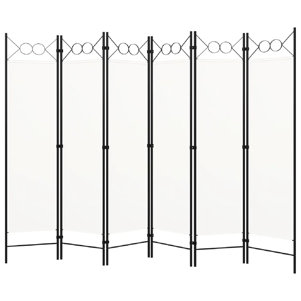Paravent Séparateur De Pièce Cloison 6 Panneaux 240 X 180 Cm En Tissu Blanc Dec031043