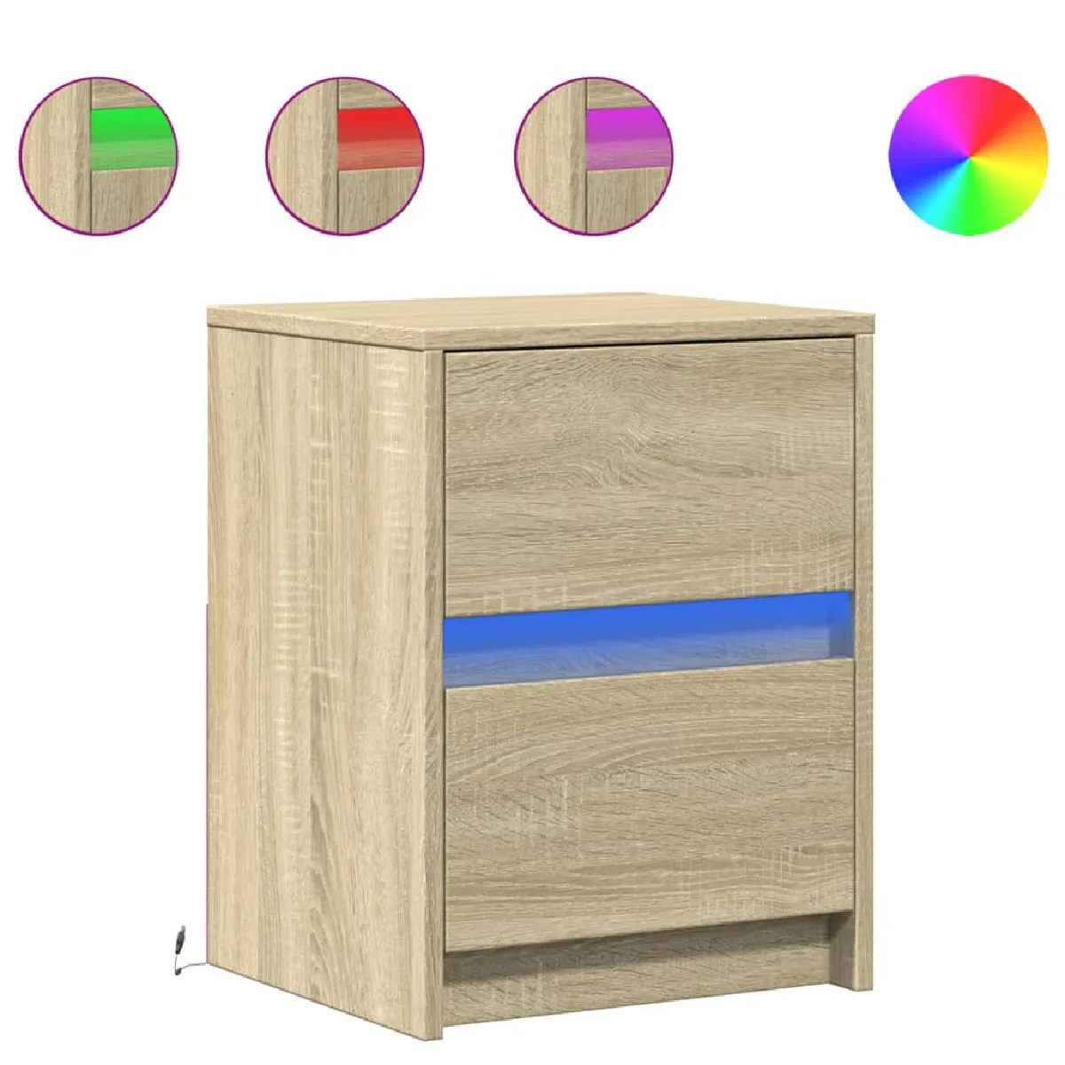 Lot De 2 Tables De Chevet Avec Tiroirs Et Led 38 X 34 X Dec032849