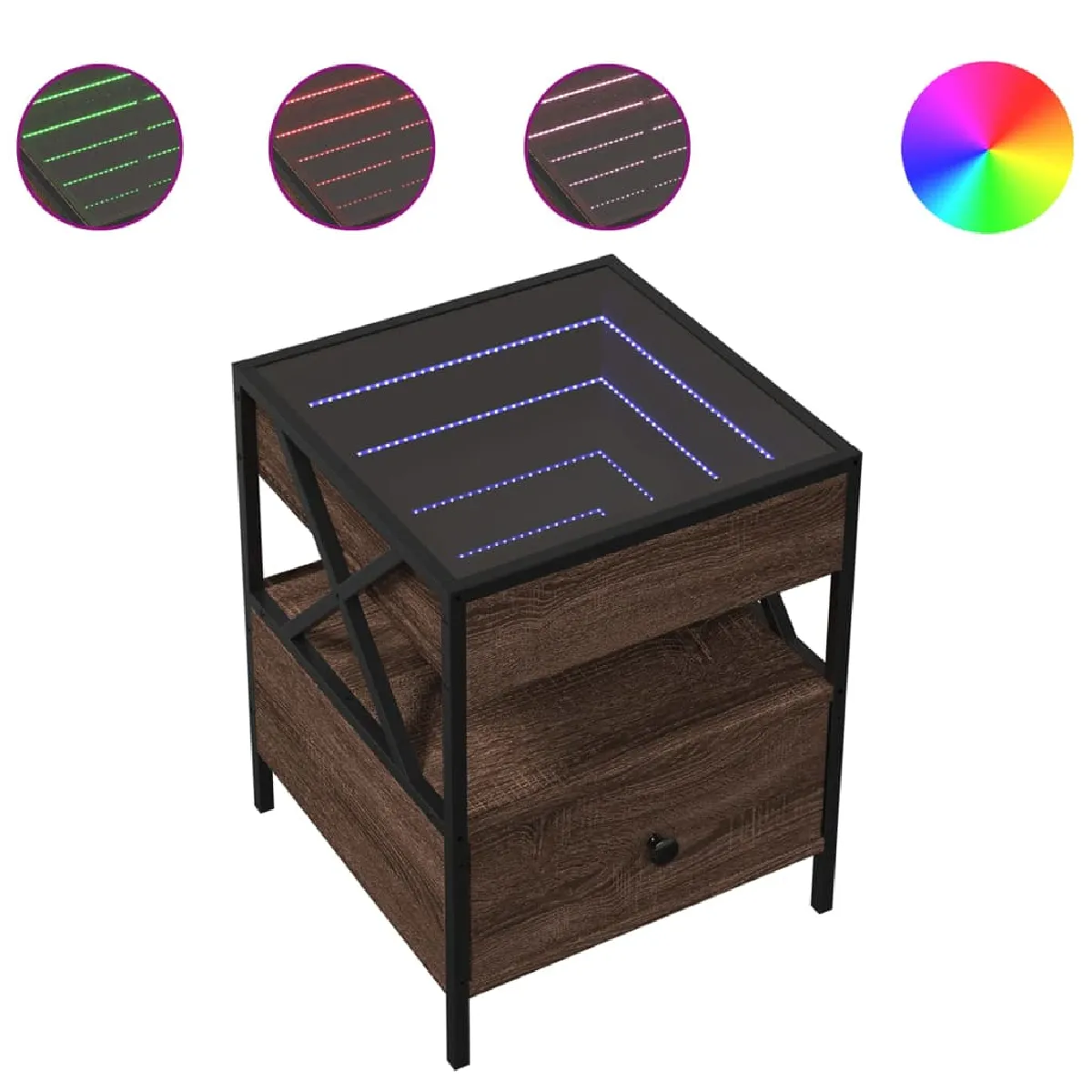 Table De Chevet Avec Miroir À Led Avec Tiroir Et Compatiment 40 X 40 Dec033140