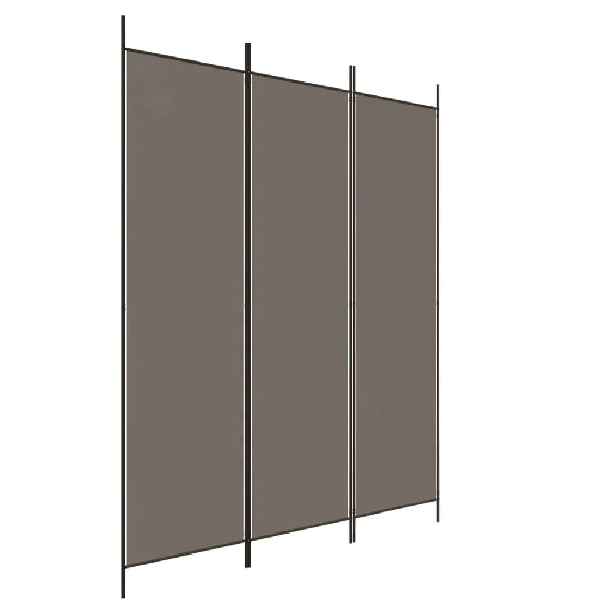 Paravent Séparateur De Pièce Cloison 3 Panneaux 150 X 200 Cm Tissu Anthracite Et Dec030723