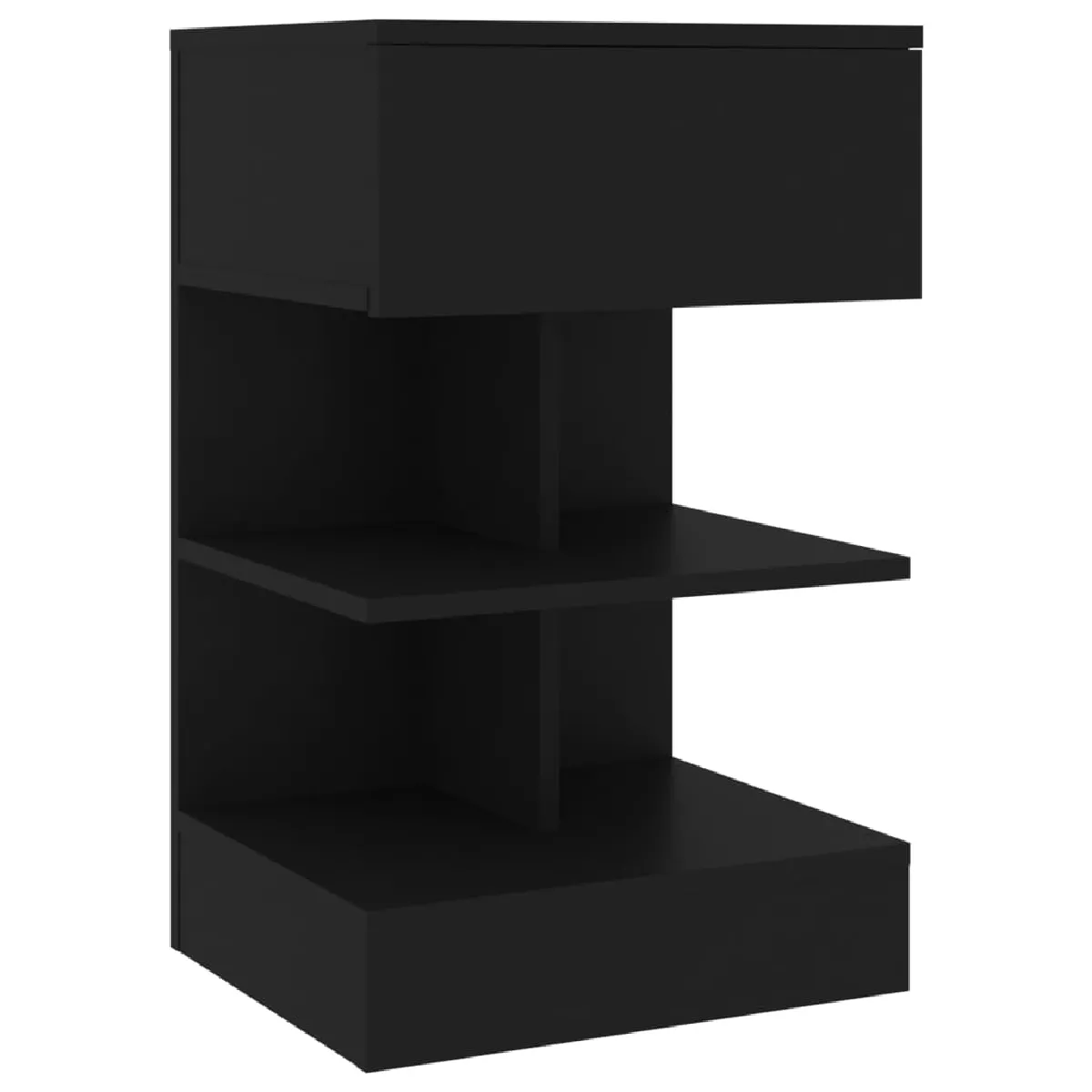 Table De Chevet Avec Étagères 40 X 35 X 65 Cm Bois D'ingénierie Noir Dec034449