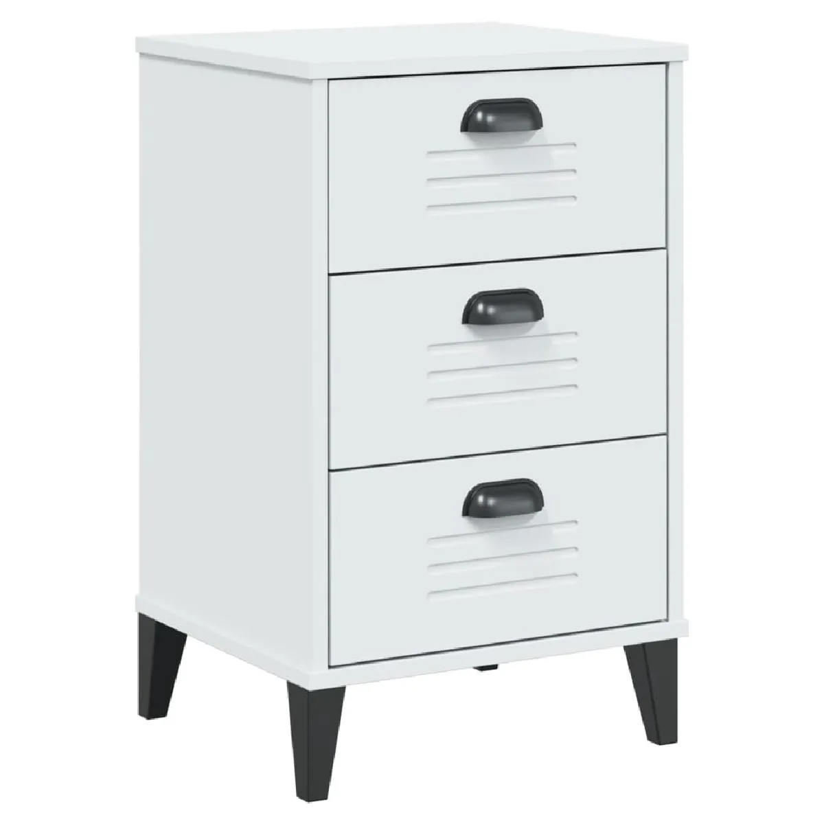 Table De Chevet Avec 3 Tiroirs 40 X 35 X 65 Cm En Bois Dec034724