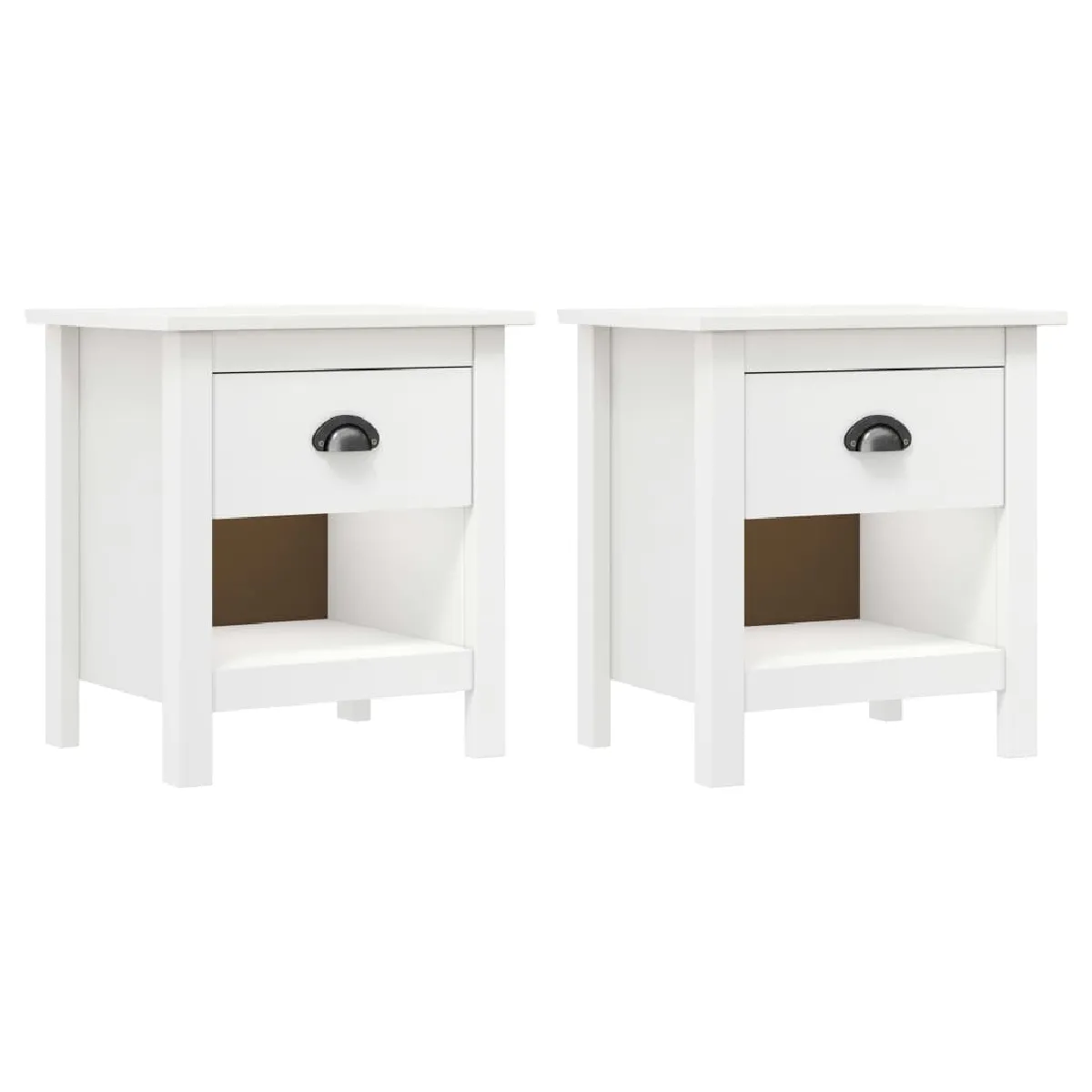 Lot De 2 Tables De Chevet Avec Tiroir Et Compartiment Ouvert 46 X 35 Dec035416