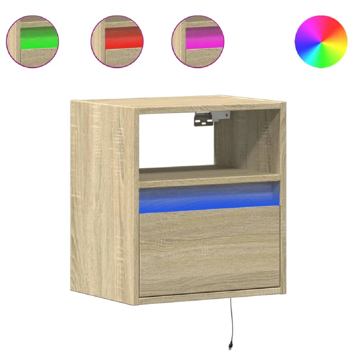 Table De Chevet Murale Avec Lumières Led Avec Tiroir 41 X 31 X 45 Dec034190