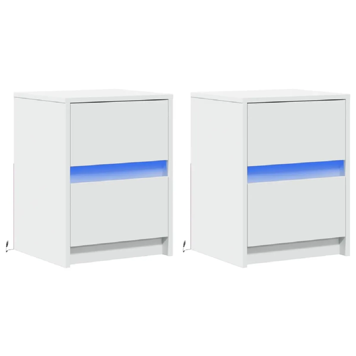 Lot De 2 Tables De Chevet Avec Tiroirs Et Led 38 X 34 X Dec032870
