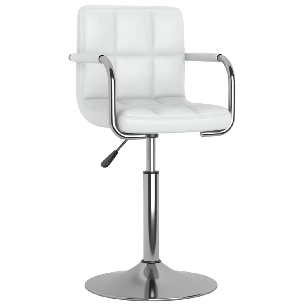 Tabouret De Bar Chaise De Comptoir X1 Avec Accoudoirs En Pvc Blanc Et Acier Dec025035