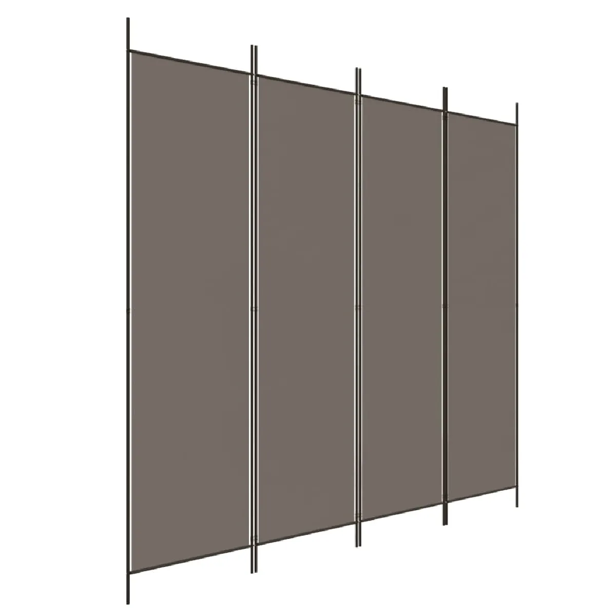 Paravent Séparateur De Pièce Cloison 4 Panneaux 200 X 220 Cm Tissu Anthracite Et Dec030826