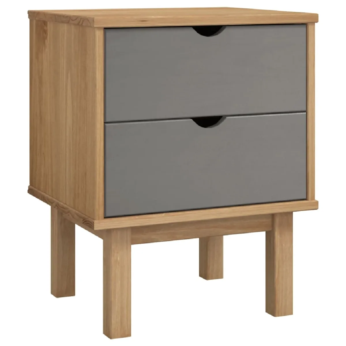 Table De Chevet Avec Deux Tiroirs 45 X 39 X 57 Cm Bois Pin Dec034542