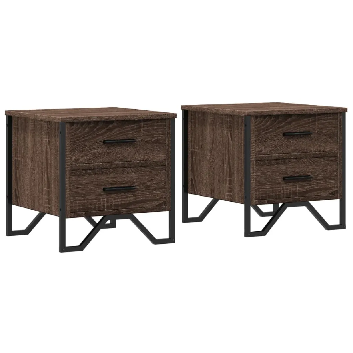 Lot De 2 Tables De Chevet Avec Tiroirs 40 X 41 X 40cm Bois Dec035856